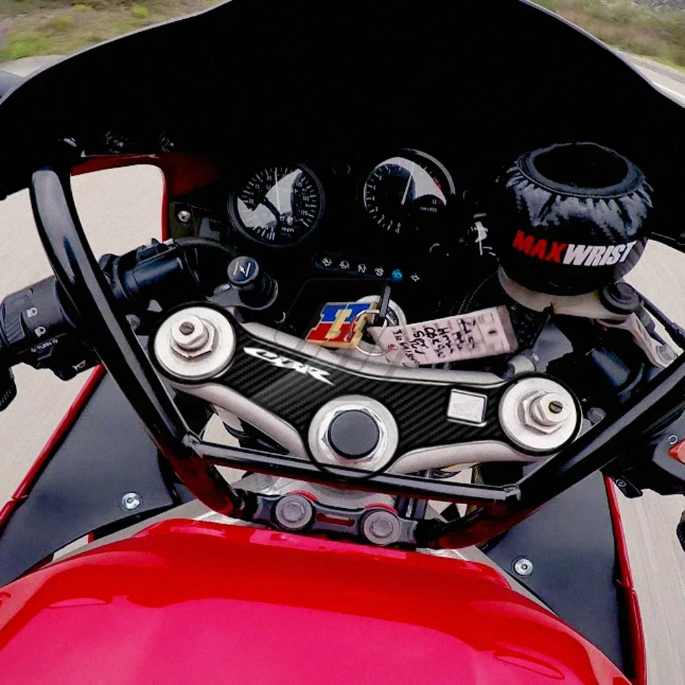 Untuk Honda CBR900 1996-1997 Stiker Garpu Depan Sepeda Motor 3D Pelindung Kuk Tiga Atas Tampilan Karbon