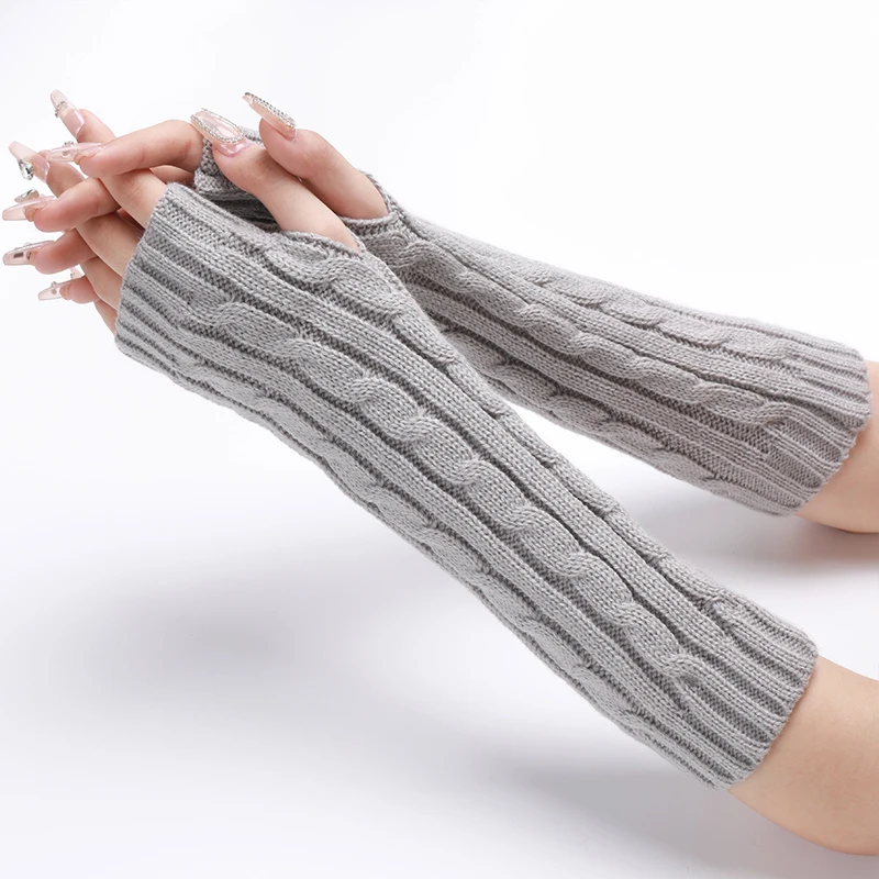 Fingerless Mittens Female Anime Gloves Women Knitted Gloves Arm Winter Warmers Japanese Goth Ankle Wrist Sleeves Harajuku Gloves