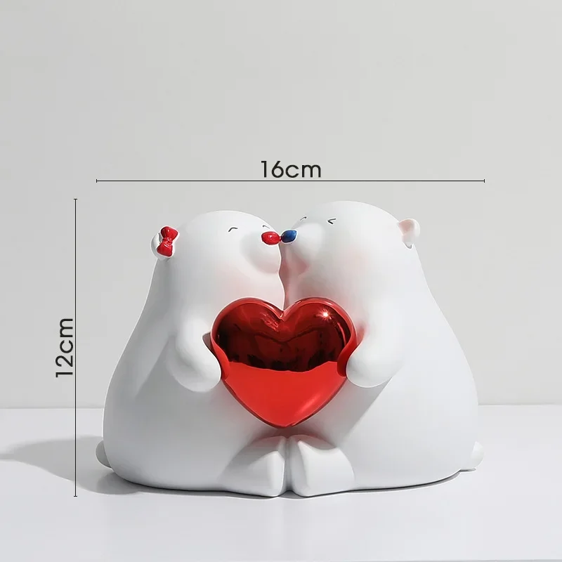 Embrace Bear Resin Ornaments Bookends 2 Piece Set Lovers Animal Figurines Statue Bookshelf Desktop Decoration Crafts Sculpture