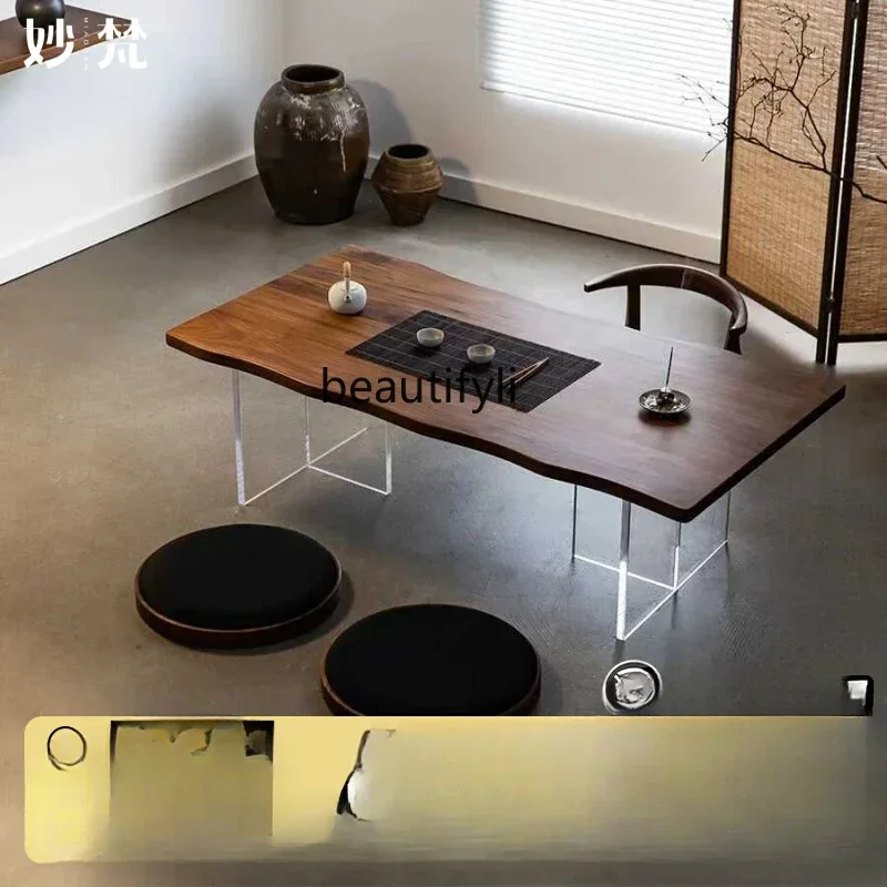 

ss7486 North American black walnut log tea table, tatami tea table, Japanese coffee table New Light Luxury