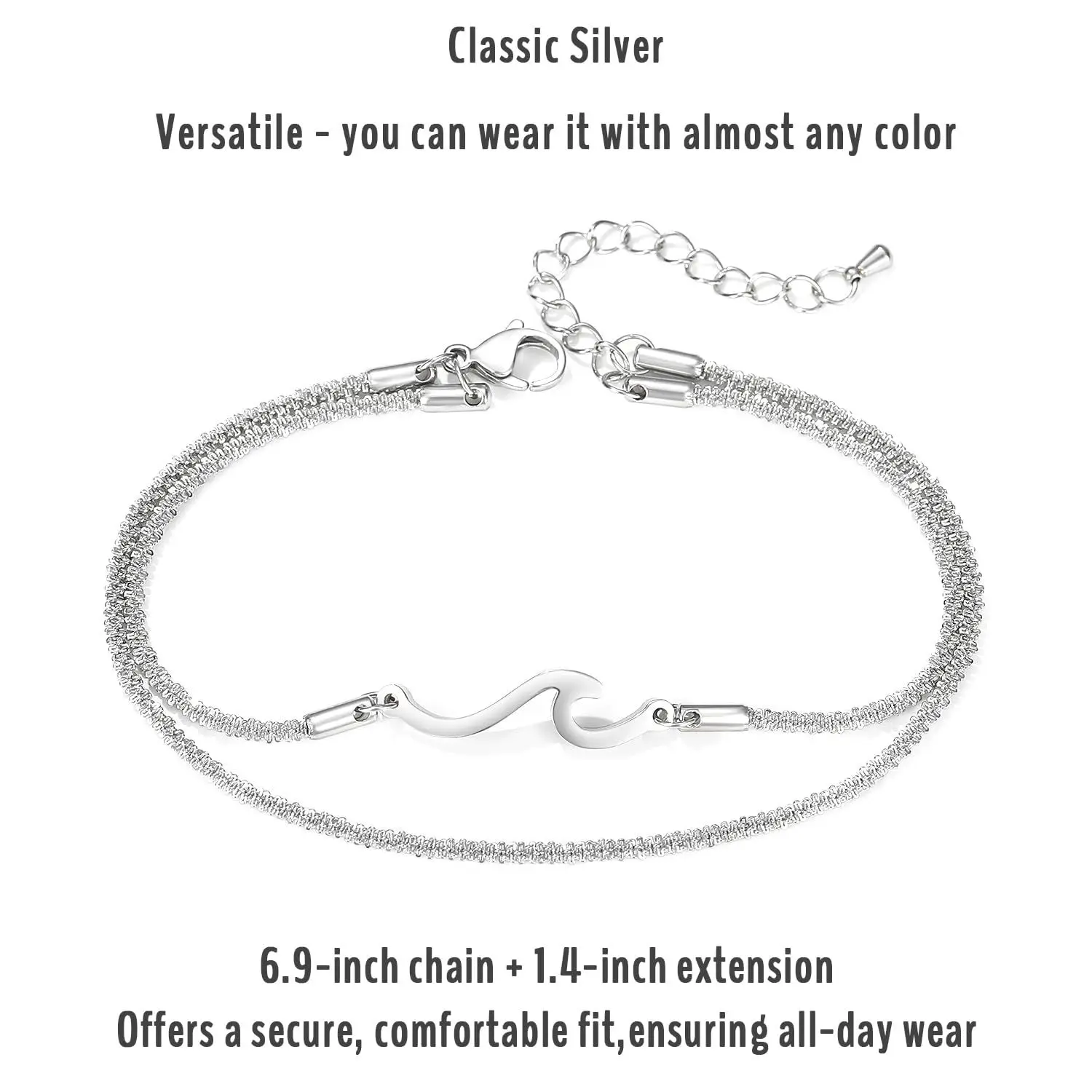 Waterproof Bestie Sister Best Friend Birthday Gifts Beach Jewelry Adjustable Stainless Steel Anklets Ankle Bracelets for Women view 6