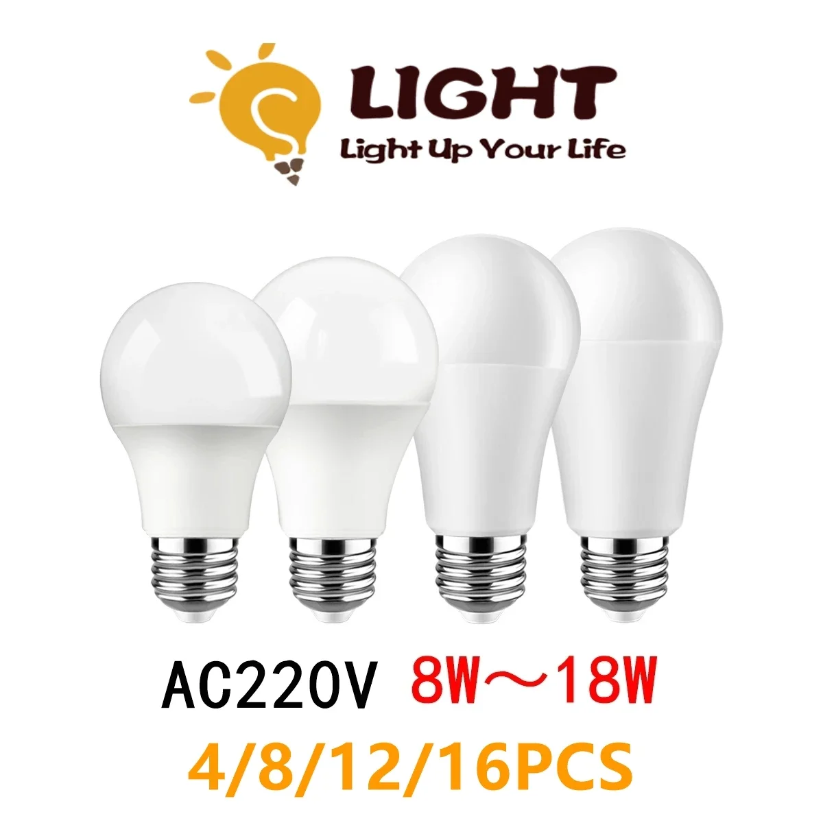 

4-16PC Led bulb Lamp AC AC220V-240V A60 High Power 8W-18W B22 E27 bombilla lampara led bulb lighting for living room for Home