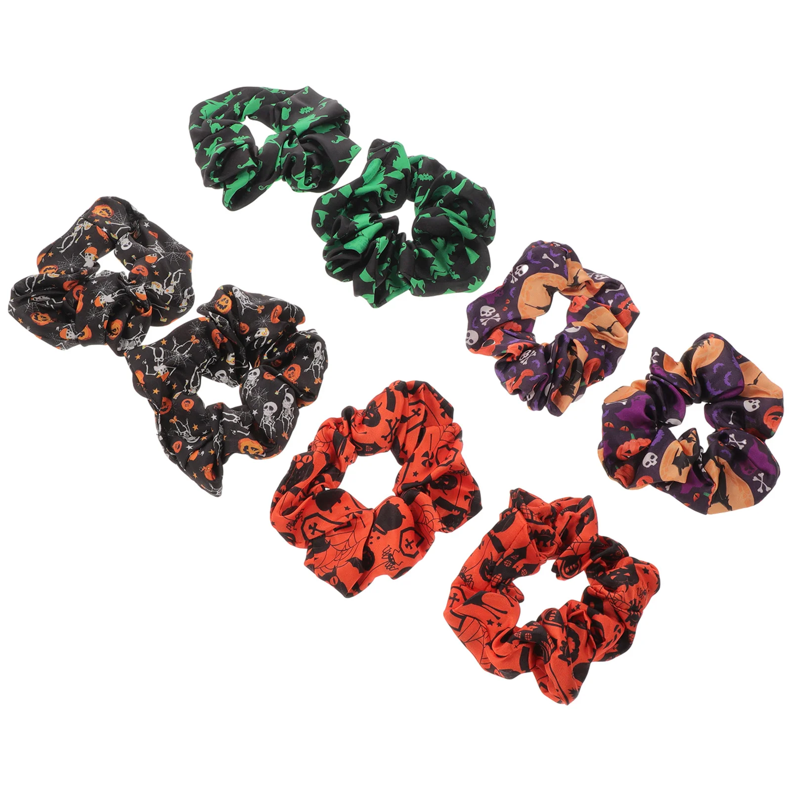 8 Pcs Halloween Hair Tie Band Gummies Girls Accessory Gothic Scrunchies Ghost Pattern Rings