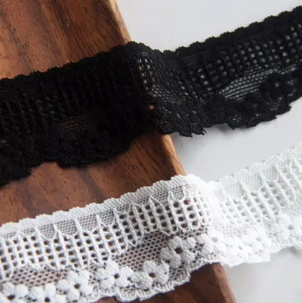 Width:3cm(1.18”inch) Elastic Embroidery Lace Checkered Flower Pattern Laces Clothing Sewing Accessories decoration(SSA-4842)