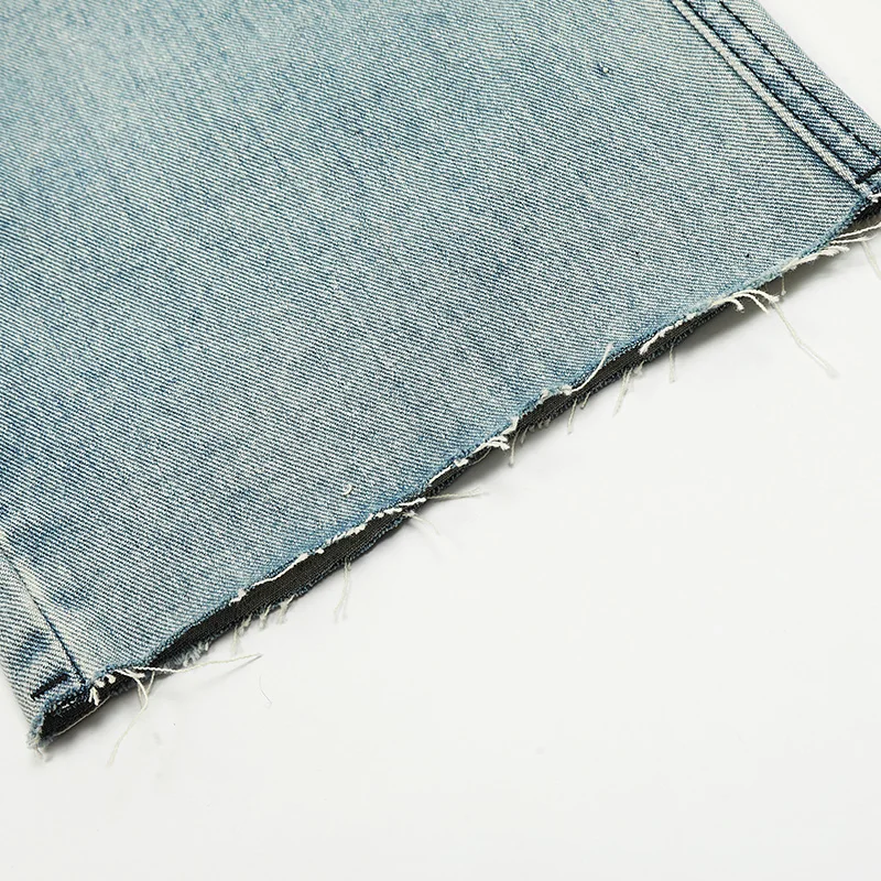 UPRAKF Straight-leg Ripped Jeans Summer Streetwear Basic Pants Fashion High Street Autumn Casual Denim Blue