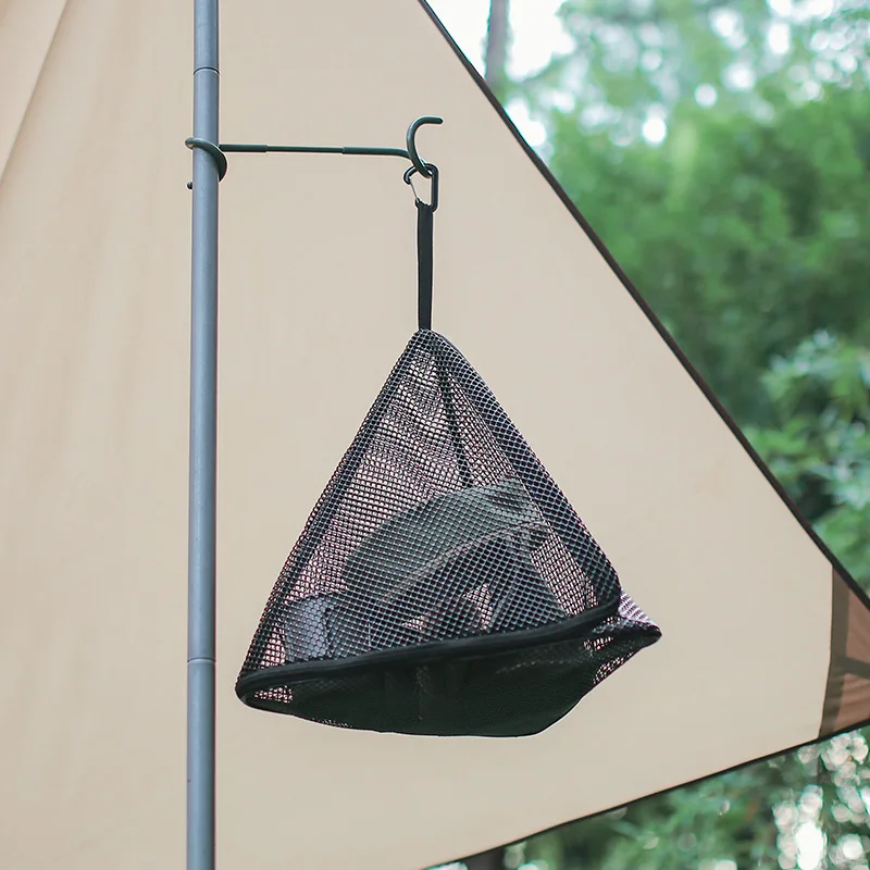 Outdoor Black Triangular Hanging Net, Foldable PVC Bag Camping Can Hang Storage Bag, Storage Net Camping Supplies