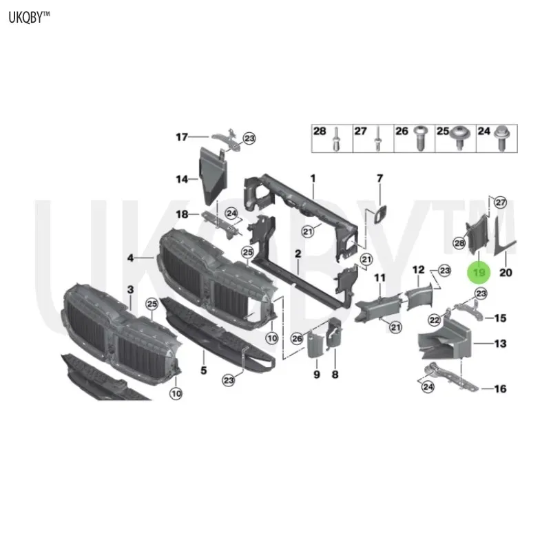 Inner right baffle of air duct side panel, left side panel of air duct side panel 51747478835 51747478836