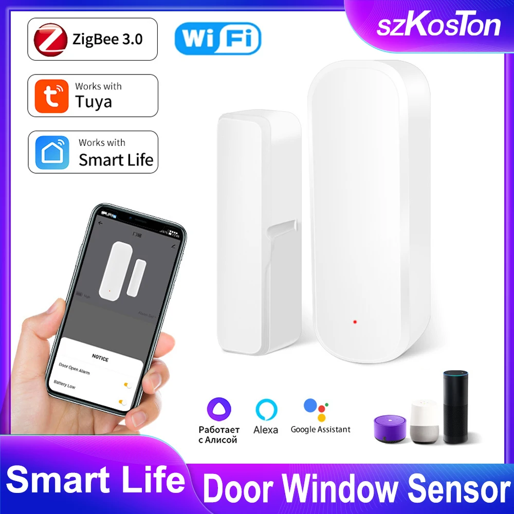 Tuya Zigbee Wifi Slimme Deur Sensor Deur Open/Gesloten Detector Home Alarm Beveiliging Smart Life Werkt Met Alexa Google