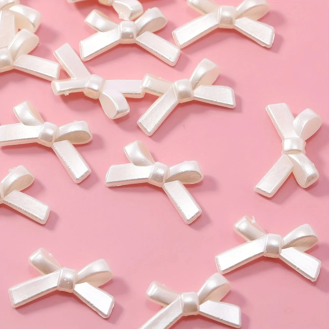 40/50pcs ABS Faux Pearl-Colored Bow Tie Shaped Beads for Jewelry Making DIY Bracelet Necklace Key Chain Accessories