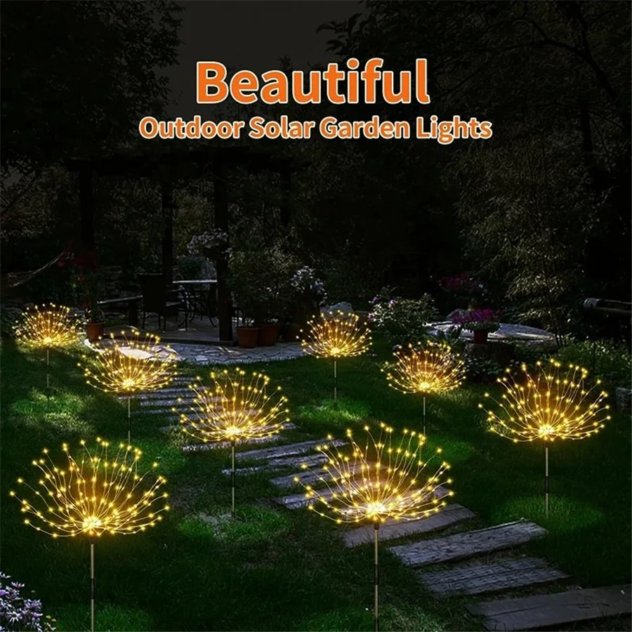 2023 New Solar Led Firework Light Outdoor Waterproof 4 IN 1 Dandelion Landscape Lawn Lamps for Christmas Garden Holiday  Decor #5