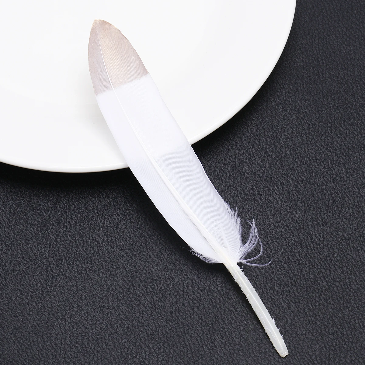 

30Pcs Golden Dipped Goose Natural Painted Tips for DIY Craft Costume Party Decoration Stage Performance Craft Supplies