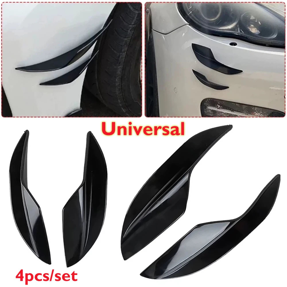 4er-Set Universal Auto Windmesser Stoßstangen-Diffusor Splitter Glänzend Schwarz Auto-Karosserie Spoiler Canards Exterieur-Modifikationsteile