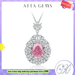 ATTAGEMS 2024 Luxury Marquise Cut 4*2 925 Sterling Silver Cubic Circonia Necklace for Women With Certificed Wedding Jewelry Gift