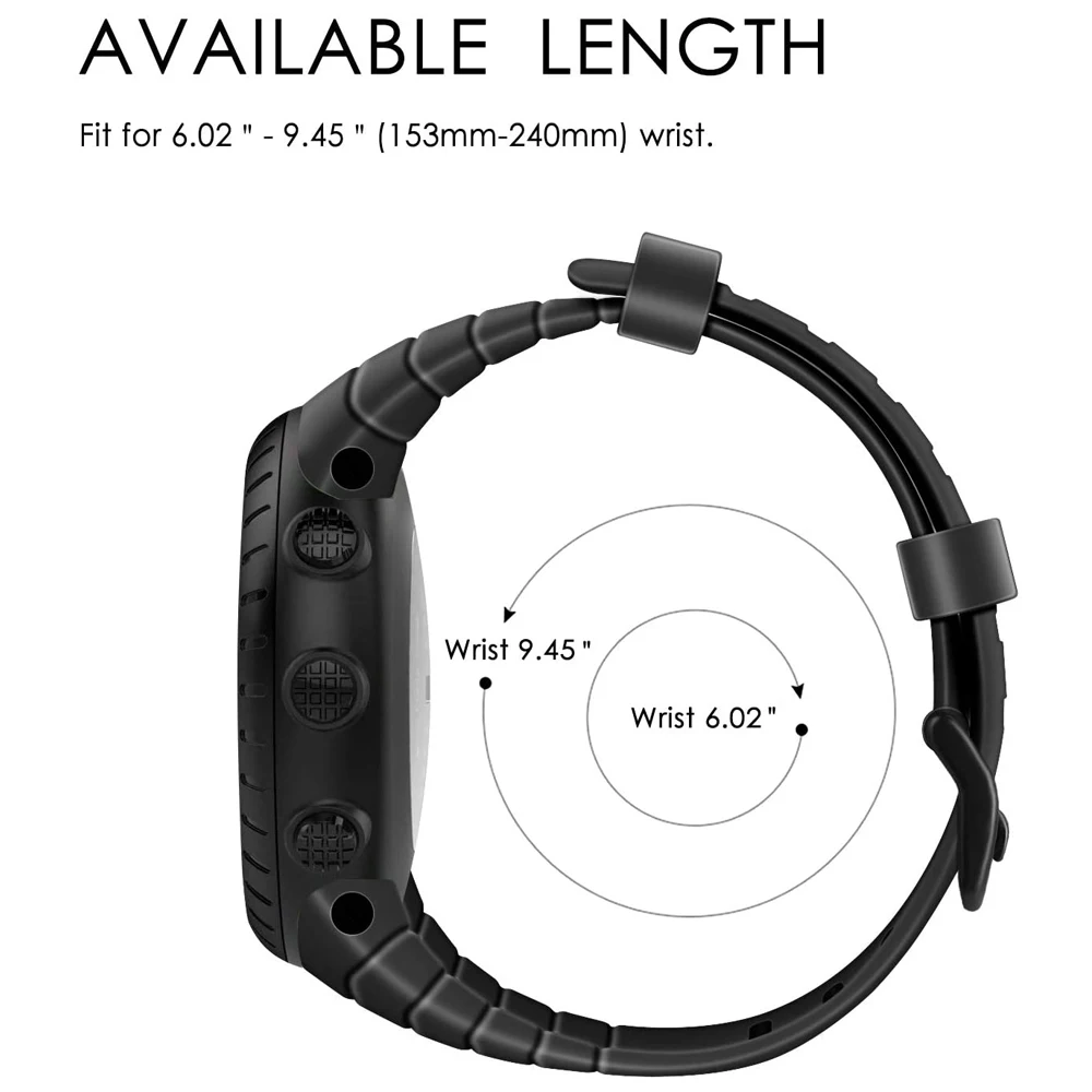 Banda de relógio de substituição de silicone de borracha para suunto núcleo serie relógio acessório pulseira de pulso metal fecho compatível esporte banda