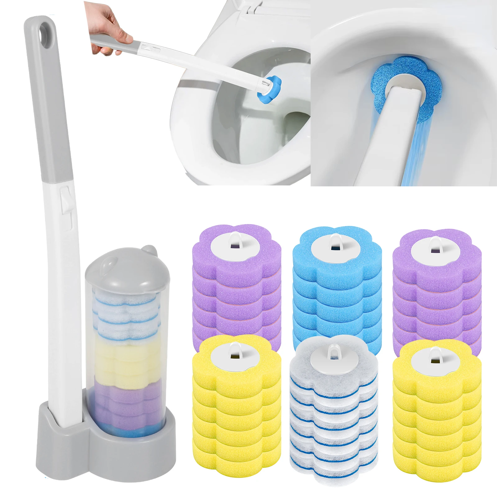 New Toilet Brush Disposable Replacement Head Cleaning Kit Toilet Bowl Brush Long Handle Home Wc Accessories Tool