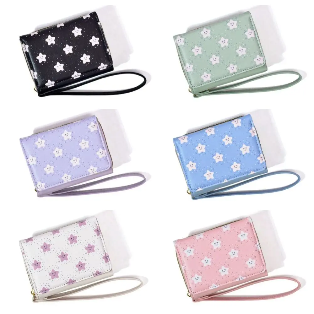 Portable Sweet Star Smile Pattern Women Wallet PU Leather Multi Card Coin Purse Photocard Bag Card Wallet Outdoor