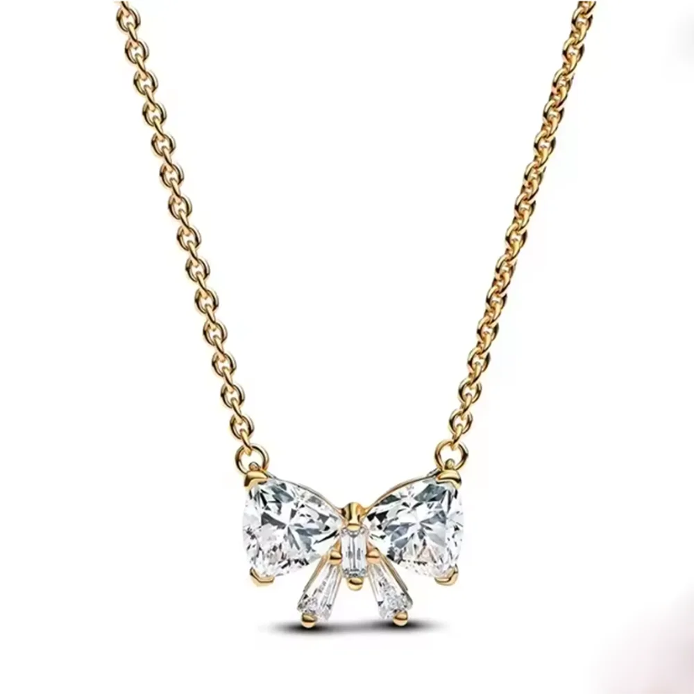 2026 Neue 925 Silber Schleifen-Liebes-Schlüsselanhänger-Halskette für Damen – DIY-Modeschmuck-Geschenk für Hochzeiten und Partys