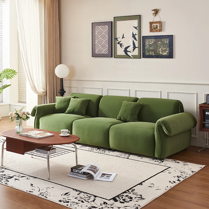 

Gubbio, French retro octopus sofa small apartment designer medium antique dark green cream straight row