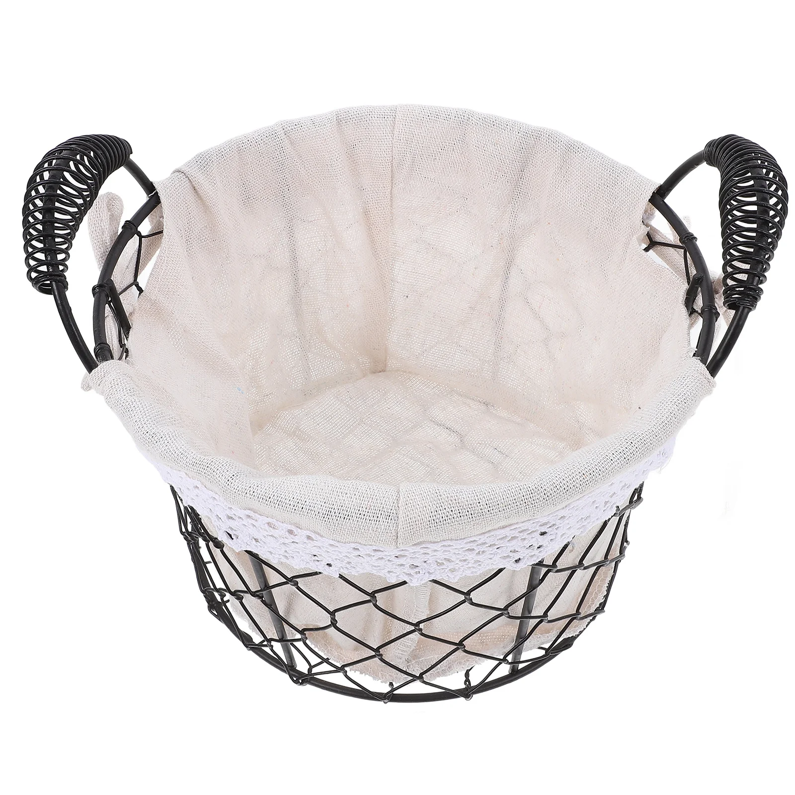 

Iron Wire Storage Basket With Handle Round Metal Organizing Bin For Kitchen Bathroom Fruit Bread Egg Flower Wedding Decor