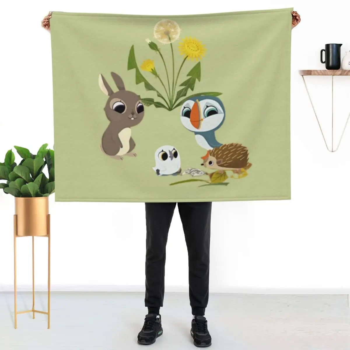 Lovely puffin Rock together Throw Blanket Soft Warm Blanket Gift for Grandparents