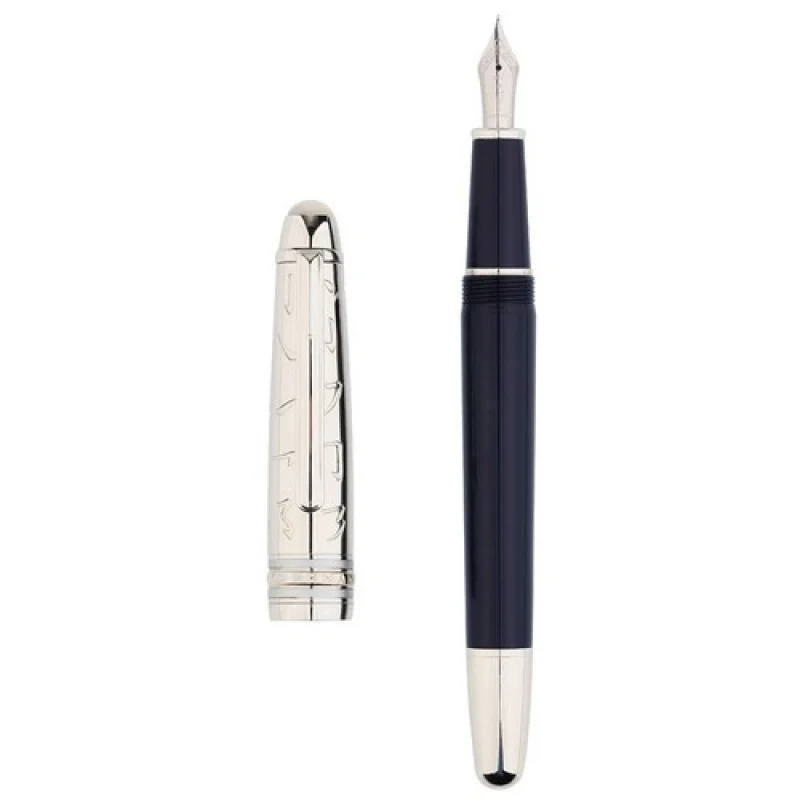 

A + MAJOHN P135 синяя перьевая ручка из смолы, резьба по ходу, металлическая крышка EF, наконечник 0,4 мм, подарок # В.