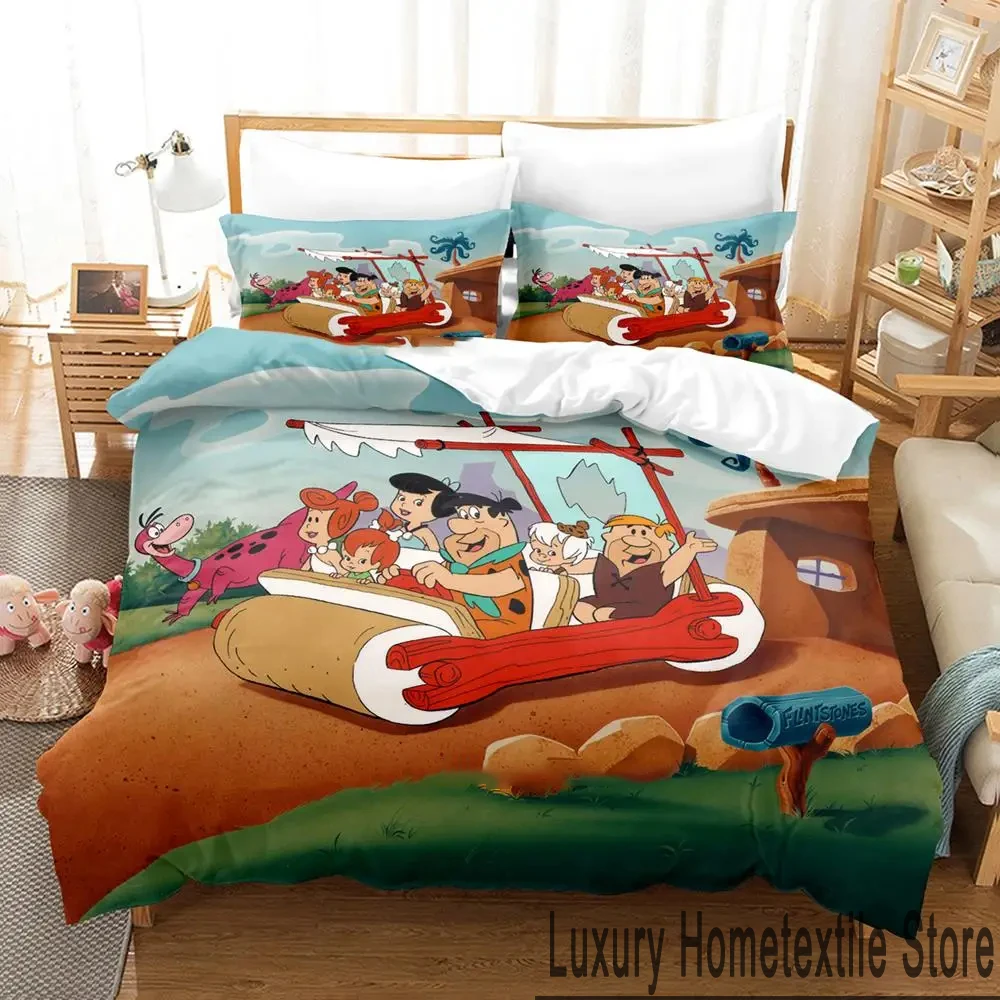 3D Print Flintstones Cartoon Bedding Set Boys Girls Twin Queen King Size Duvet Cover Pillowcase Bed boy Adult Home Textileextile