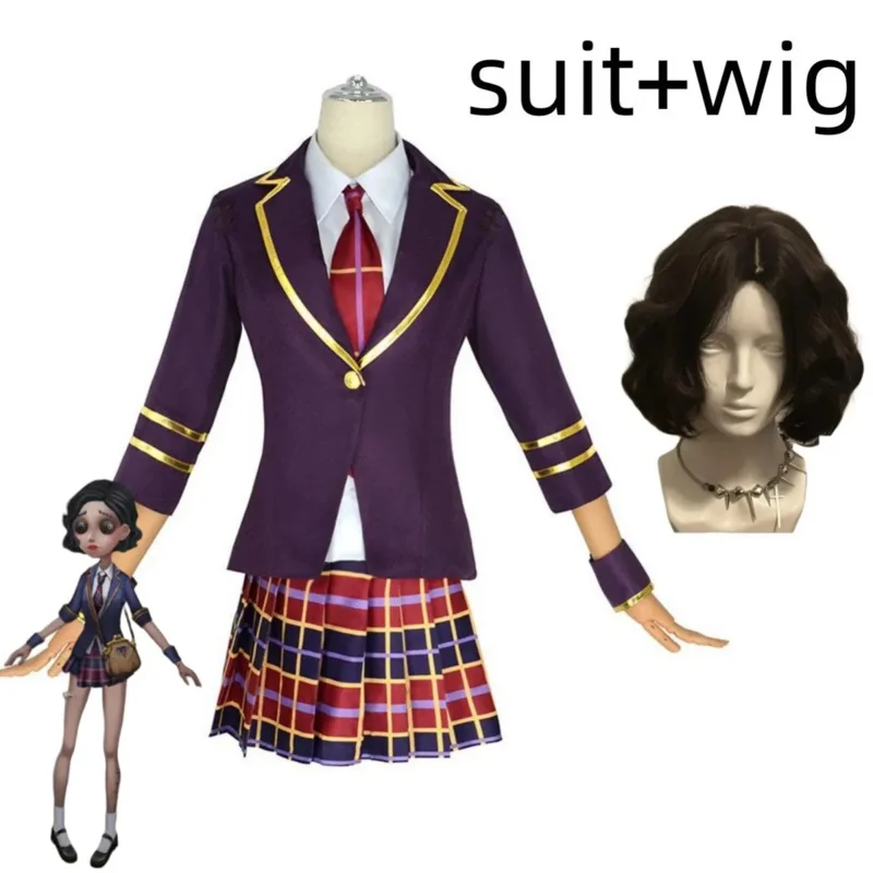 

Костюм для косплея Game Identity V Margaretha Zelle, японская школьная форма JK, клетчатая юбка, парик, женский милый костюм на Рождество и Хэллоуин6