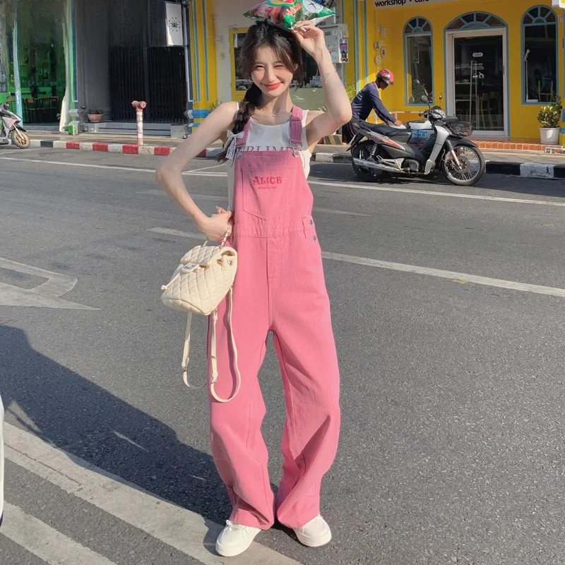 

Salt And Sweet Denim Overalls Women's Summer 2024 New Sle Street Faion Youthful Casual Straight Stras One-Piece Pants