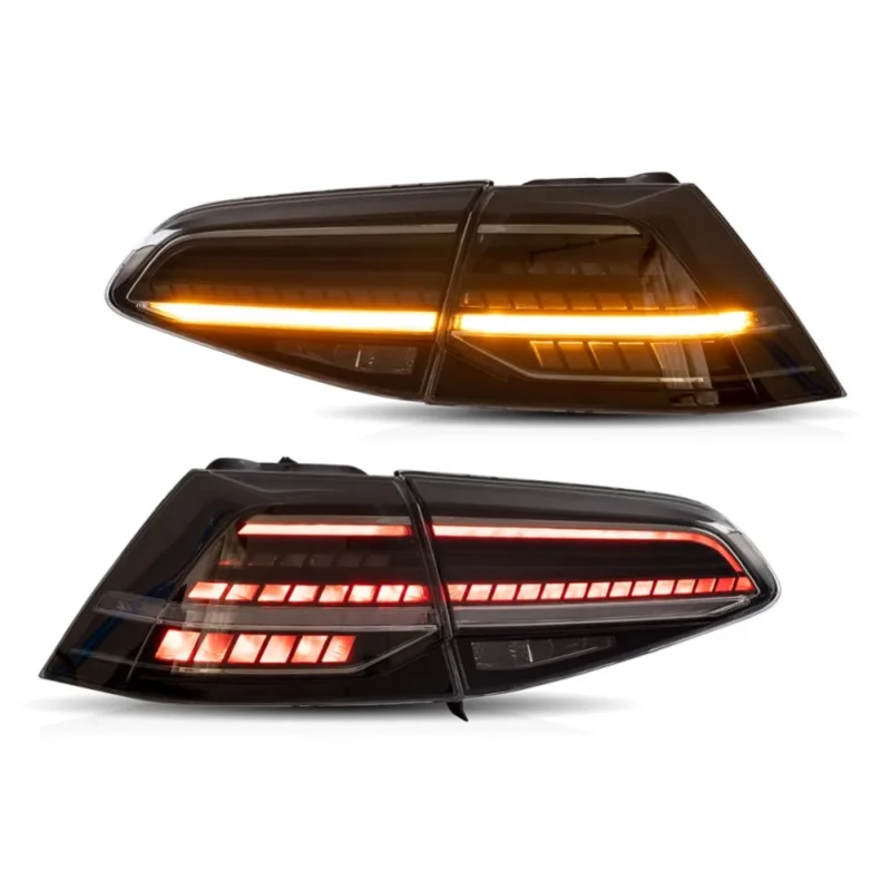 Ersatz-LED-Rückleuchten-Set 2 Stück für VW Golf 7 MK7 MK7.5 Hatchback GTI R 2013-2021, Dynamischer Sequentieller Amber Blinker DRL Brems- und Rückfahrlicht, Direktmontage Plug-and-Play IP67