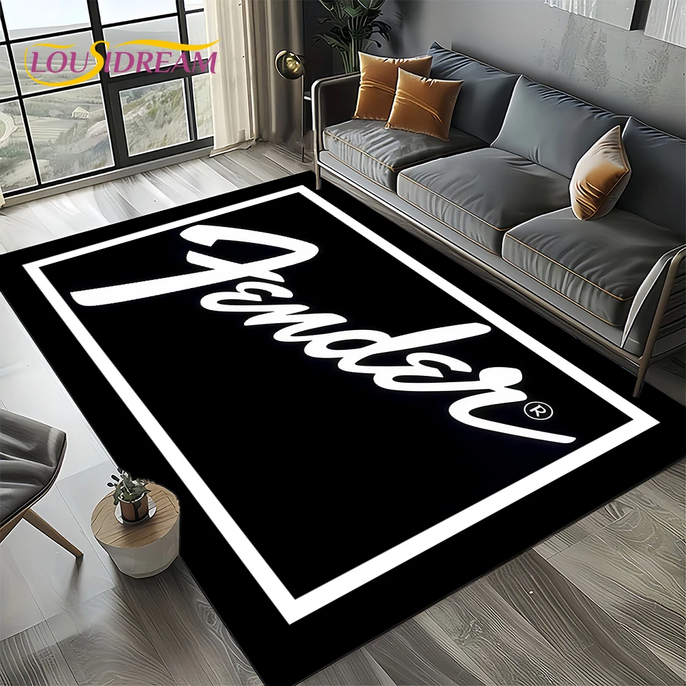 27 Style New 3D Fender Retro Guitar Instruments Music Carpet Rug for Living Room Bedroom Home Sofa Decoration,Non-slip Floor Mat