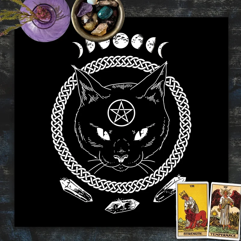 

Волшебный кот Таро скатерть Луна колдовство гадание пентаграммы языческий алтарь ткань Таро ткань астрология настольная игра домашний декор