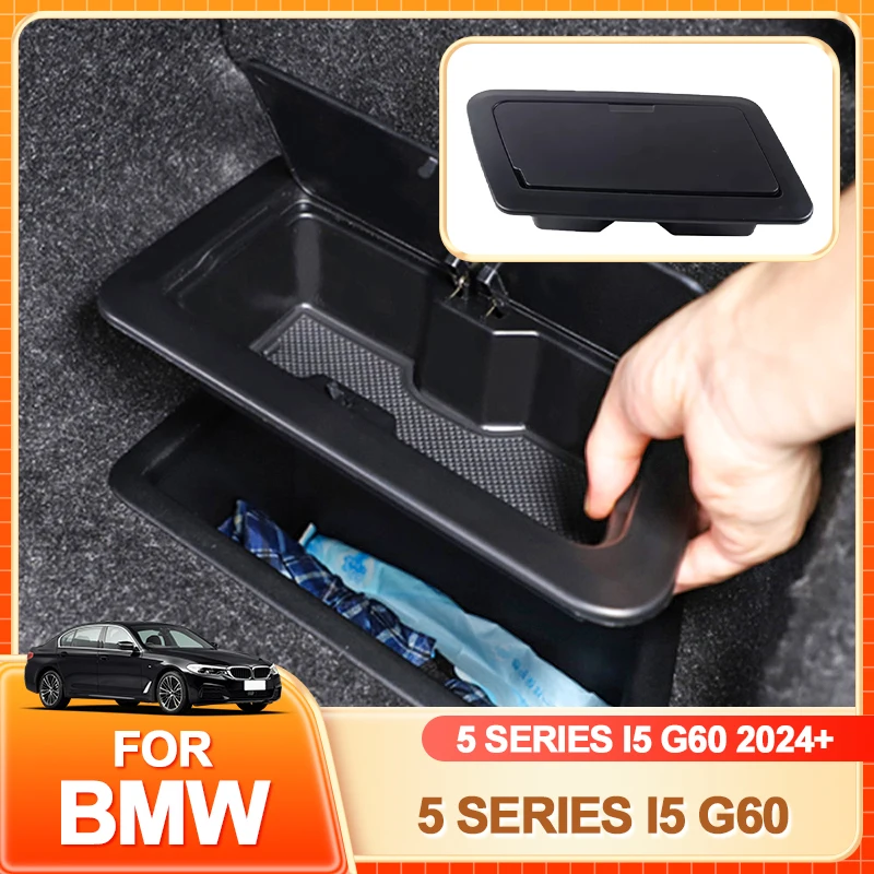 

Glasses Holder Hot ABS Car Rear Trunk Side Storage Box with Cover For BMW 5 Series i5 G60 2024+ Right Tail Boot Box Organizer