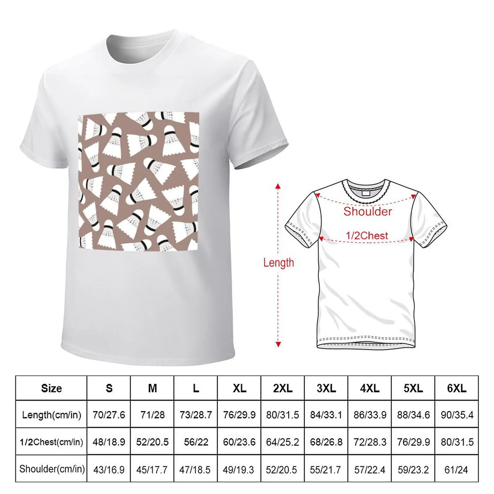 Medium shuttlecock pattern 7 T-shirt customizeds oversized t shirts for men cotton