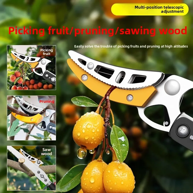 Multifunctional Telescopic Fruit Picker Long Extension Pole Fruit Cutter Tree Pruning Shears Saw Garden Harvest