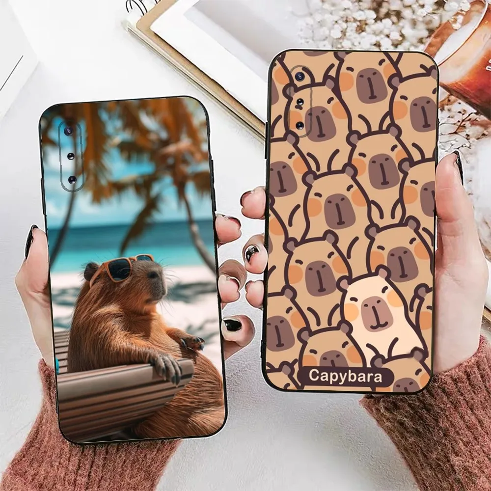 

Cute Animal Capybara Phone Case For Samsung Galaxy A13,A21s,A22,A31,A32,A52,A53,A71,A80,A91 Soft Black Phone Cover