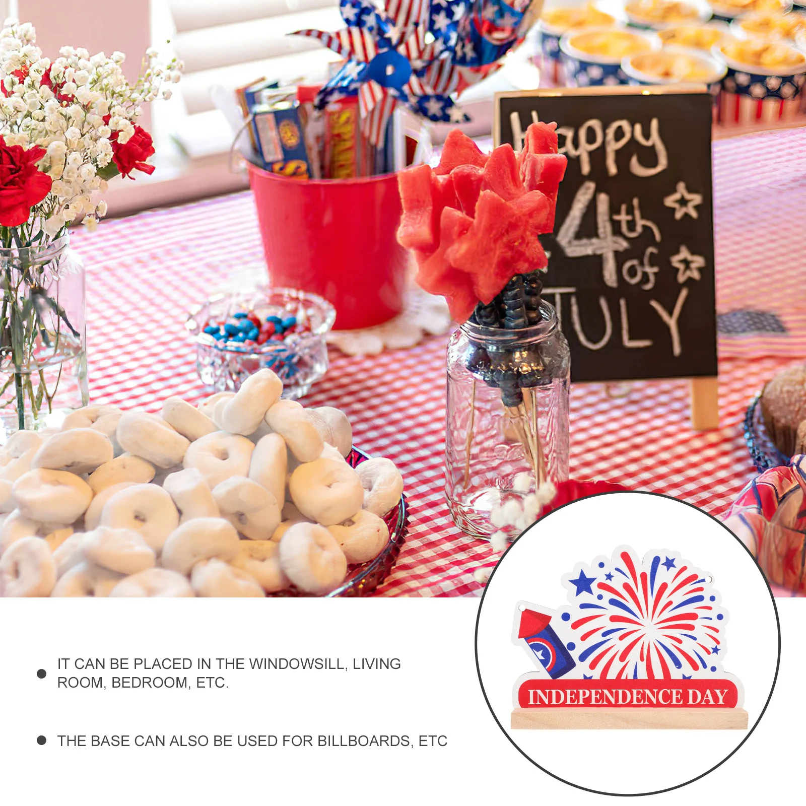 

1pc Wooden Decoration Festival Ornament July 4Th Decor, Independence Day Party Supplies, Door Hanging Sign, Festival Home