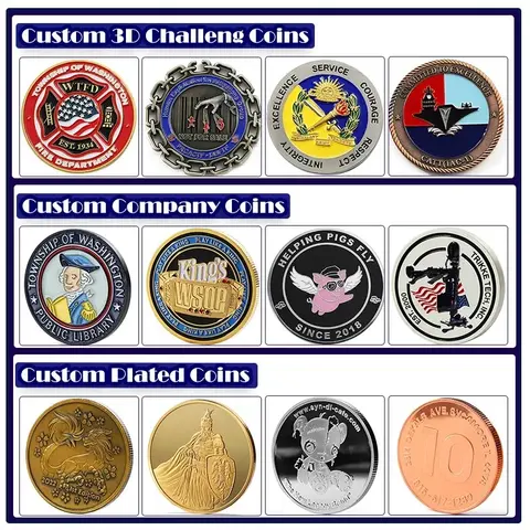 Custom Your Own Logo Metal Coins Shiny Gold Silver Metal Challenge Coins Promotional 2D 3D Zinc Alloy Game Token Coin For Gift