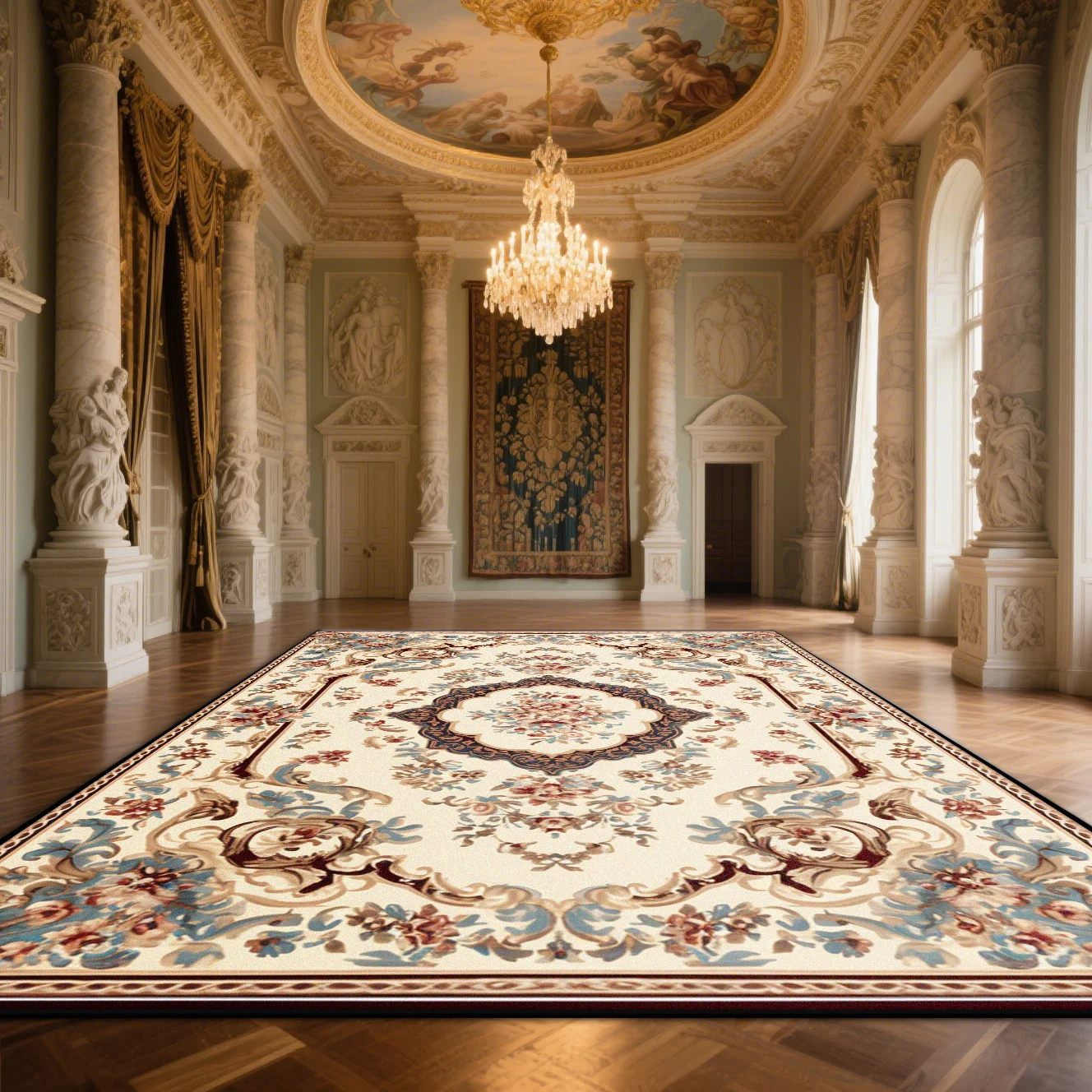 

Легкий роскошный европейский стиль, большой ковер для гостиной, украшение для дома, большие коврики, моющийся большой ковер, нескользящий коврик, прикроватный коврик