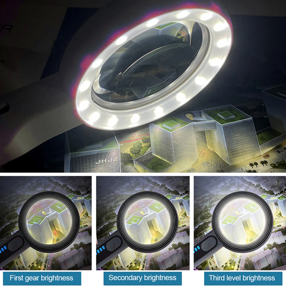 Imagem -05 - Lupa Portátil com Luz Lupa com Led Lupas Recarregáveis para Leitura de Idosos Degeneração Macular Explore Moedas