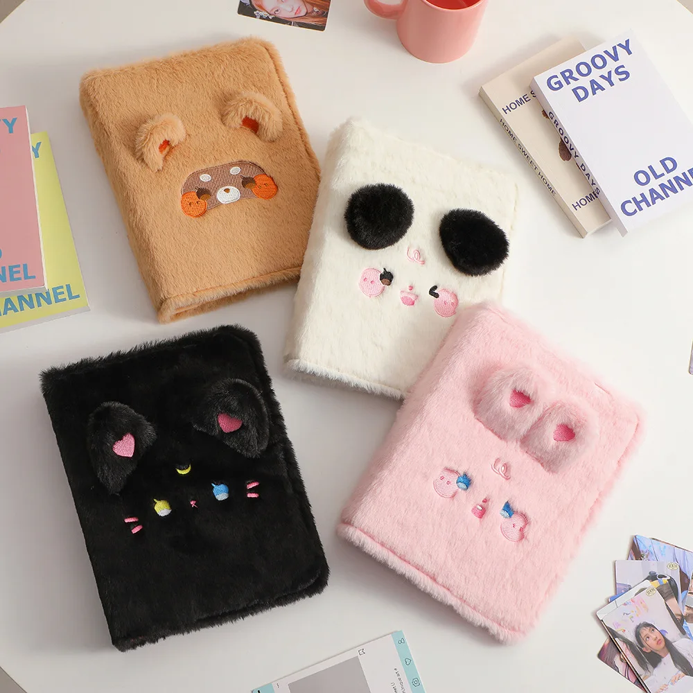 

MINKYS Kawaii Fluffy Cat Bear A5 Kpop Photocard Binder Collect Book Idol Photo Card Holder Photocard Album Stationery