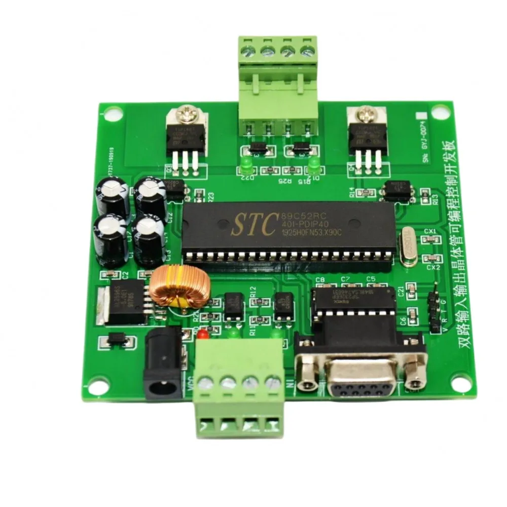 

2-Channel Input Output Programmable MOSFET Industrial Control Board RS232 TTL Communication STC89C52RC MCU DC 5V-24V PLC Module