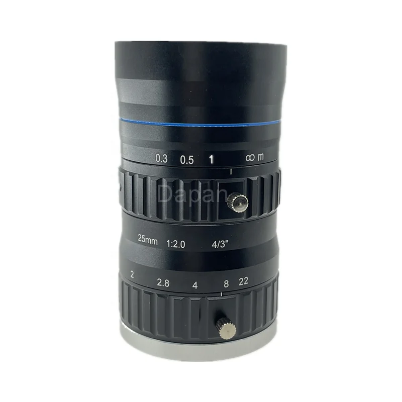 Low Distortion 10MP 4/3 Inch High Resolution 25mm C Mount Lens FA Machine Vision F2.0 Manual Iris Industrial Camera Lens