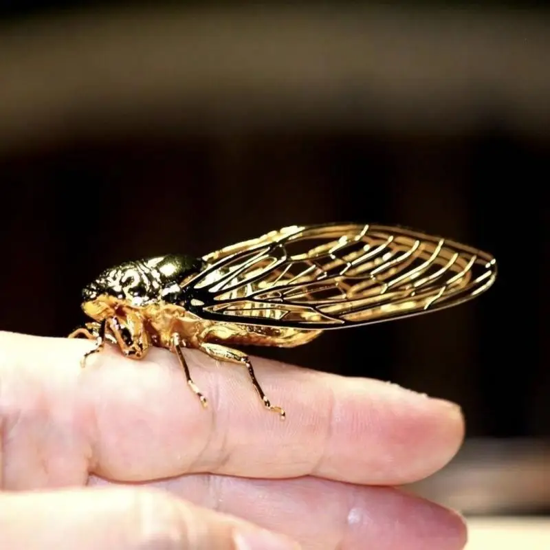 *Creative Exquisite Cicada Figurine Mini Retro Alloy Animal Statue Anti-rust Durable Vintage Insect Sculpture Home Office Decor