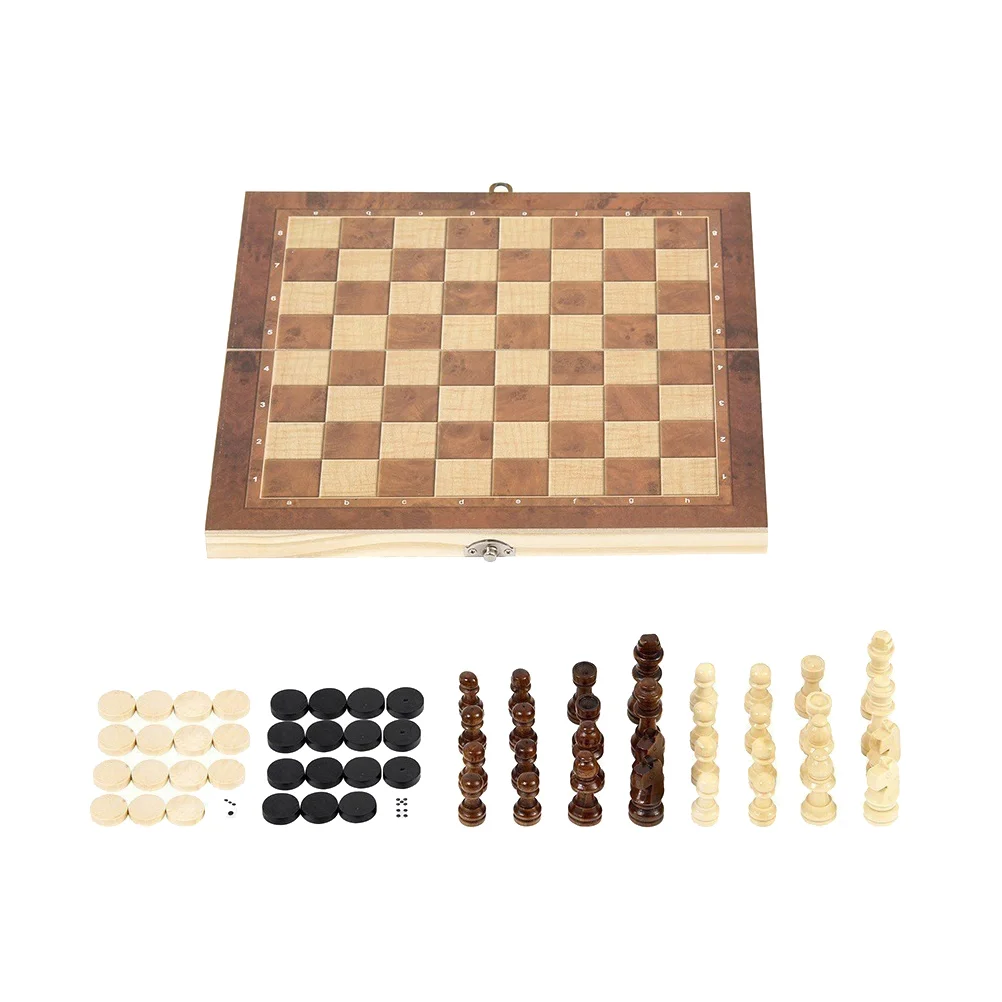 Three in One Chess Wooden Backgammon 3 1 Board Multifunctional Checkers Game Travel Child