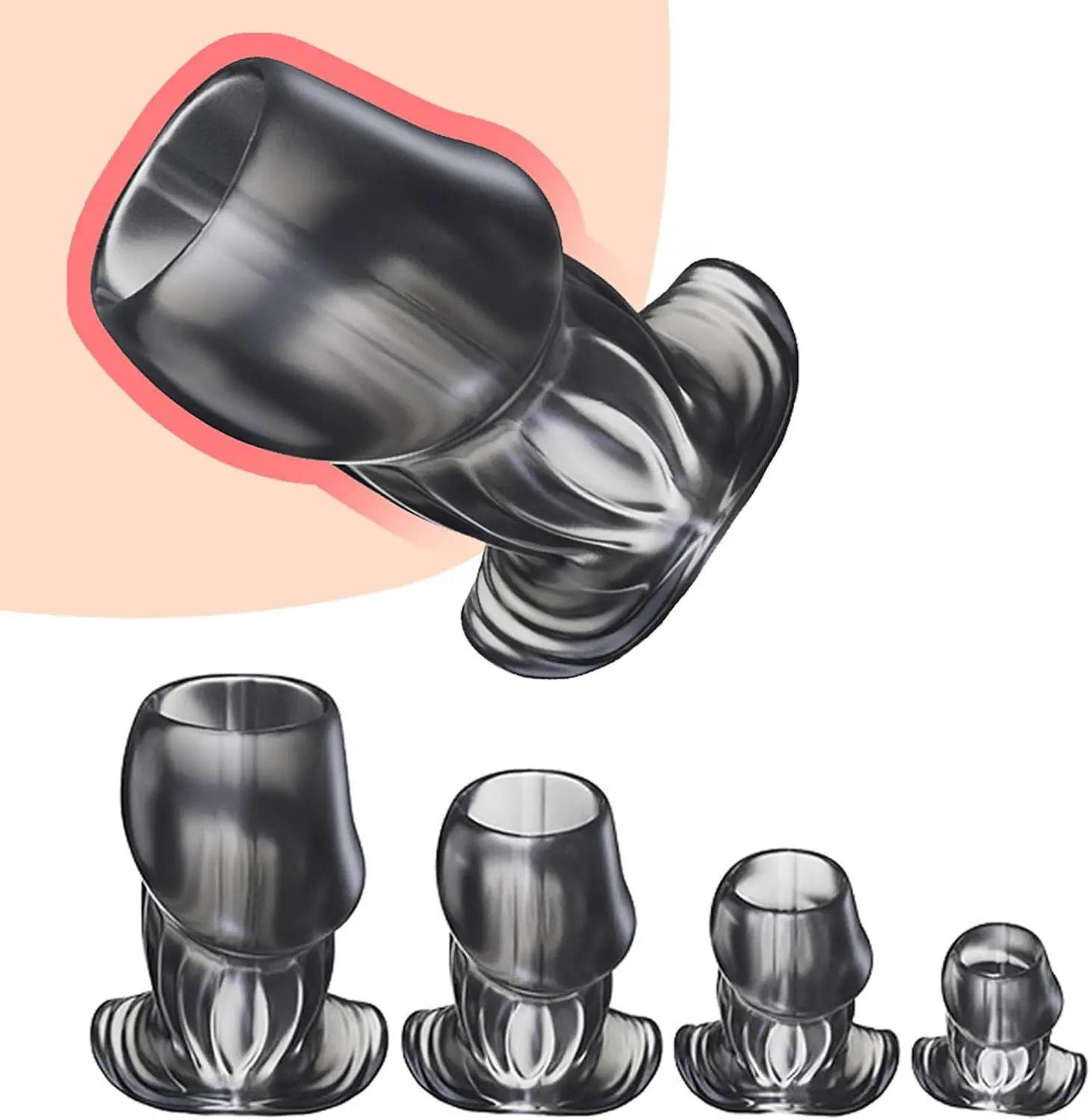 중공 애널 플러그 세트, S, M, L, XL, 질 확장기 터널, 투명 항문 확장 확장기, BDSM 관장약 섹스 토이, 엉덩이 플루, 4 피스 세트