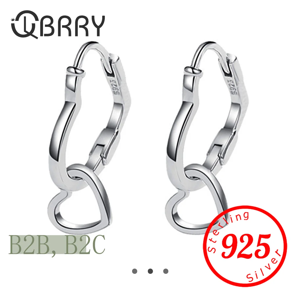 

925 Sterling Silver Love Heart Hoop Earrings for Women Girls Elegant Fashion Wedding Party Punk Jewelry Gift