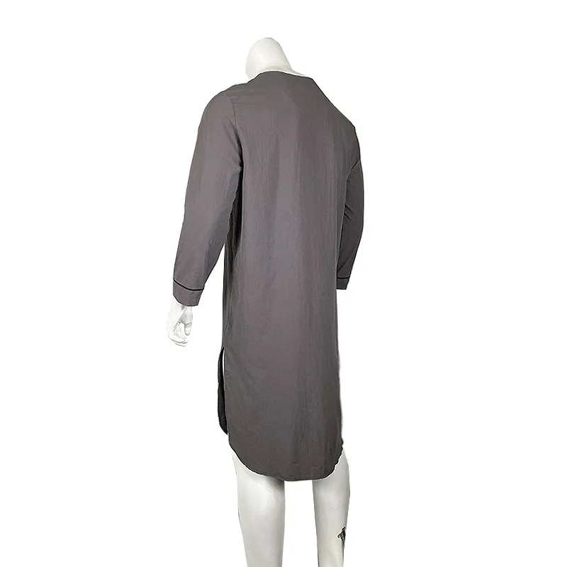 Neue männer Pyjamas Casual Langarm V-ausschnitt Pyjamas Mode Lose Fit Einfarbig Hohe Qualität Nachthemd Komfortable Homewear – Detail 27