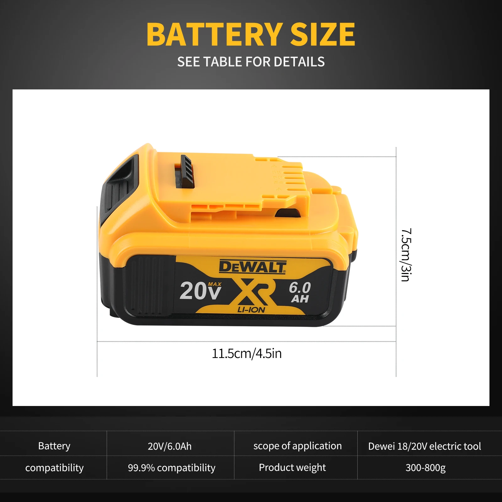 DEWALT Original packaging  20V, 6.0AH, DCB206   rechargeable Backup lithium battery ﻿ Two batteries