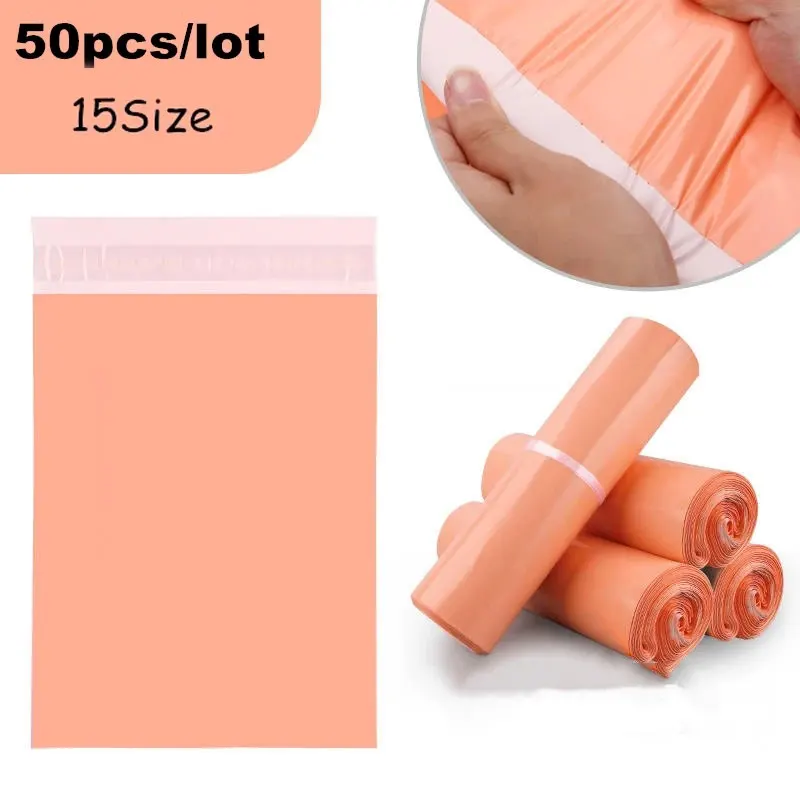 

50Pcs/Lot New Biodegradable Mailing Bags Pink Orange Color Envelope Storage Bags Self Adhesive Seal Thicken Pouch Shipping Bag