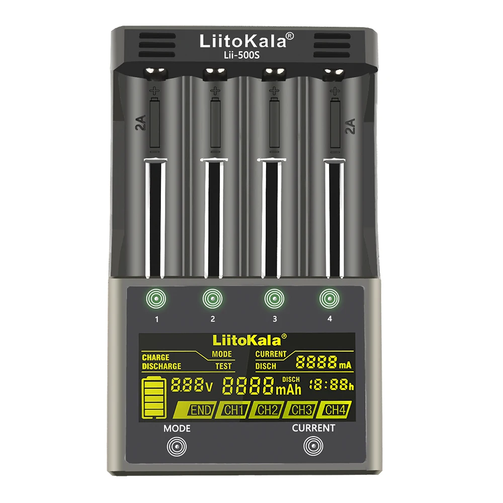 1-5PCS LiitoKala Lii-500S 18650 LCD Battery Charger for 26650 16340 18350 3.7V 1.2V Ni-MH Ni-Cd Li-ion Test battery capacity